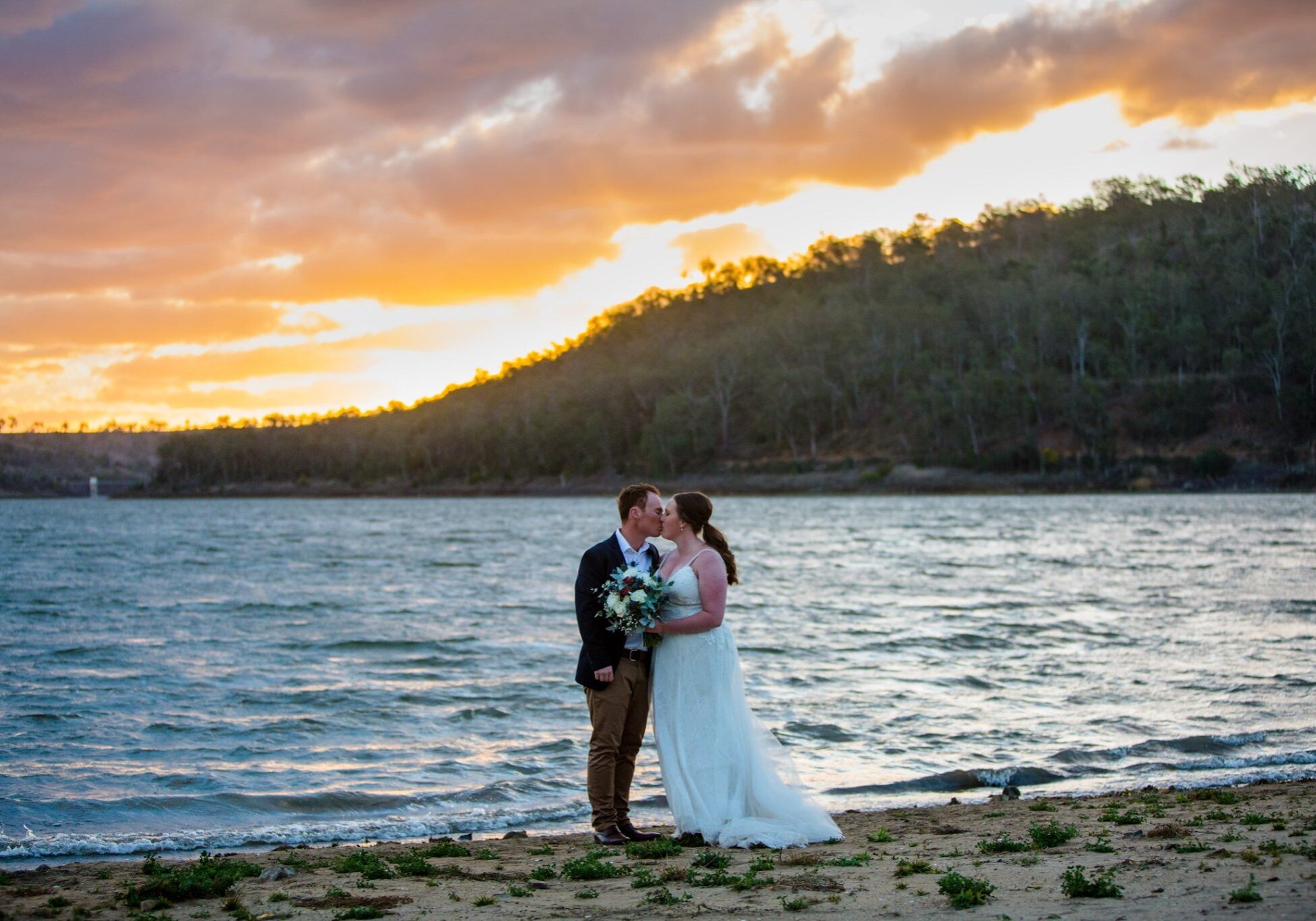 Amazing Sunset over the Lake Backdrop